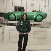 PORSCHE L'ART 968 VARSITY JACKET - GREEN