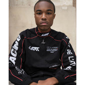 RED ENZO KARACING DRIVER JACKET - BLACK & SILVER