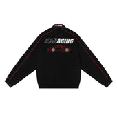 RED ENZO KARACING DRIVER JACKET - BLACK & SILVER