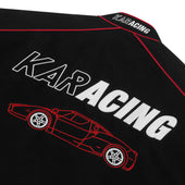 RED ENZO KARACING DRIVER JACKET - BLACK & SILVER