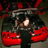 RED ENZO KARACING DRIVER JACKET - BLACK & SILVER