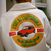 CLASSIC BROKEN WHITE COMFY GARAGE POLO SWEATSHIRT