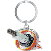 Spark plug Silver Keychain